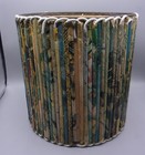 Vintage Rolled Magazine Mid Century Trash Can Wastepaper Basket Folk Art