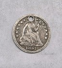 1851 Seated Liberty Half Dime Fine Condition  With Hole 