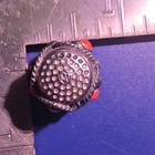 Vintage Silver  Black Decorative Thimble With Red Coral  Rare Collectible