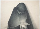 Rare Allen Wolf Signed Lithograph The Old Witch  Surreal Female Portrait  Fine 
