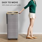 Large Capacity 100l Laundry Hamper With Wheels Foldable Cart  Bamboo Handles Lid