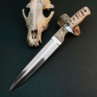 12 8 Inch D2 Dagger Knife Full Tang Ram Horn Handle Fixed Blade   Sheath