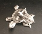 Pewter Mama Baby Sea Turtle Tortoise Shell Silver Metal Statue Figurine D