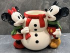 Disney Mickey   Minnie W  Snowman Cookie Jar kitchen Container  rare 