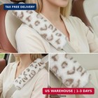 Leopard Print Seat Belt Cover Pad 2 Pcs Cute Plush Fluffy Fuzzy Seatbelt Covers
