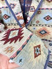 Vintage Tapestry Jacket L Xl Beige Grey Geometric Aztec Navajo Boho Cropped