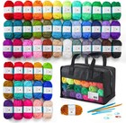 52 Acrylic Yarn Skeins  1820 Yards 52 Colors  2 Crochet Hooks  2 Weaving Need   