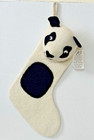 Felted Wool 3d Panda Christmas Stocking Black White Hand Knitted World Market