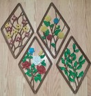 Vtg 60s Syroco Four Seasons Floral Mid-century Modern Hand Painted Wall Plaques