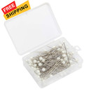Feihong 100 Pieces Corsage Pins 6 5 Cm  length   6mm  diameter   White silver