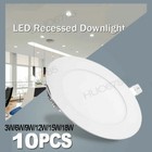 10 Pcs - 9w 12w 15w 18w 24w Led Recessed Ceiling Panel Down Lights Lamp Fixture