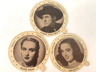 Dixies Johncox Ice Cream Cup Lid Hollywood Lot-3 Movie Stars Actors 1940s Dairy