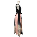 Japanese Kimono Remake Dress Landscape Camellia Print Panel Design