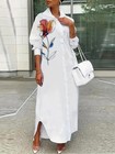 Women s Plus Size Casual Floral Print Shirt Dress - Button-up  Long Sleeve  Non-