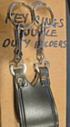 Vtg Black Leather Double Ring Key Holder Keeper Heavy Duty Belt Double Snap