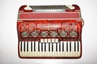 C  1950 Paolo Soprani Italia Red Accordion W  Alligator Skin Case  Awesome Sound