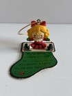 Little Girl 1983 Enesco Miniature Christmas Tree Ornament Vintage Stocking Rare