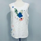 Vtg 80s Play Alegre S Hand Painted White Tank Top Abstract Art To Wear Geo Usa
