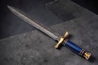 Custom Hand Made Forged Damascus Steel Sword  With Leather Sheath 1661