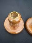 Vintage Pair Of Mid-century Modern Hand Turned Wood Candle Stick Holders