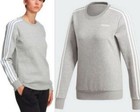Adidas Essentials Women S Three Stripe Fleece Crewneck Sweatshirt Grey White New