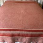 Vtg Wool Camp Blanket Striped Full 81x67 Orange Red 40s 50s Up Cycle