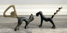 Vintage Hakuli Israel Cat Bottle Opener   Dog Corkscrew Signed Patina Standing