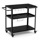 Outdoor Grill Cart Table  Pizza Oven Stand With Casters   Multifunctional Black