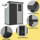 5x3ft Resin Outdoor Storage Shed With Floor  Waterproof Lockable Storage Shed Wi