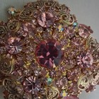 Juliana D e Brooch Pendant Pink Filigree Floret Pin Necklace Vintage 