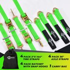 4 Pack Axle Straps Heavy Duty Car Hauler Ratchet Tie Down Straps With Snap Hooks