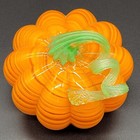 Art Glass Bright Striped Orange Glass Pumpkin With Attached Green Stem 5 x5 