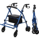 2 In 1 Rollator Walker Transport Chair W seat Rollator Wheelchair Combo Foldable