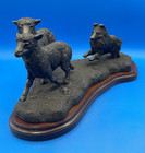 Tony Acevedo Cold Cast Bronze Figurine Of A  Shetland Sheepdog Herding Sheep