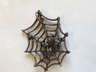 Halloween Spider Web Brooch Pin Lavender  Rhinestones 2 1 2 x2 copper Tone  9
