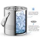 Joyjolt Metal Double Wall Ice Bucket With Lid  Ice Tongs And Strainer  3l Insula