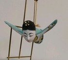  Vintage Asian Folk Art Sri Goddess Flying Hand Carved Painted Wooden Ornament