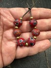 Antique Chinese Boshan Glass Bead Bracelet     Millefiori Flower Beads  Old Trade