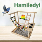 Parrots Playground Bird Play Gym Wood Perch Stand Colours Climb Ladders Swing Ch