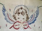 Vtg Embroidered Children s Prayer Now I Lay Me Down To Sleep W angel Completed
