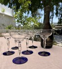 6 Art Deco 1930s Weston Louie Cobalt Blue Liquor Crystal Glasses Vintage Barware