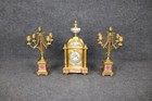 Antique 19th C  French Bronze Ormolu And Porcelain Clock Set By Raingo Fr  res