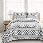  Monique Stripe 3 Piece Quilt Set Full queen Black