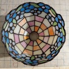 Vtg Tiffany Style Stained Glass Lamp Shade 6  Wide X 5  High  1 5  Opening