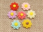50 Flatback Resin Camellia Daisy Flower Cabochons 11mm 13mm Craft Embellishments