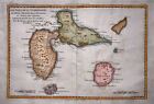 1780 Bonne  Caribbean Islands Of Guadeloupe   Martinique Hand Coloured Map