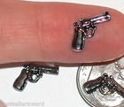 1pc Miniature Dollhouse Tiny Pistol Bullet Gun Bead Flat Back Findings 7x13mm Gd