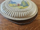 Vintage 8  Tin Metal Stove Pipe Chimney Flue Hole Cover Farm Landscape