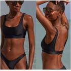 Aerie Black Padded Bralette Wide Strap Swim Top Xxs