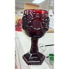 Vintage Tiara Ruby Red Glass Goblet Amberina Pattern Pedestal Wine Water Chalice